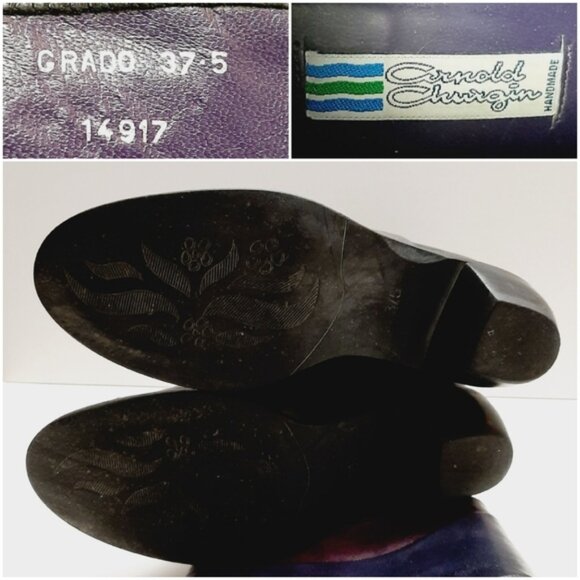 ARNOLD CHURGIN Handmade Colorblock Knee High Tall Boot Genuine Leather Sz US 6.5 - Picture 15 of 15